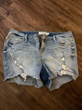 torrid Light Blue Distressed Denim Shorts